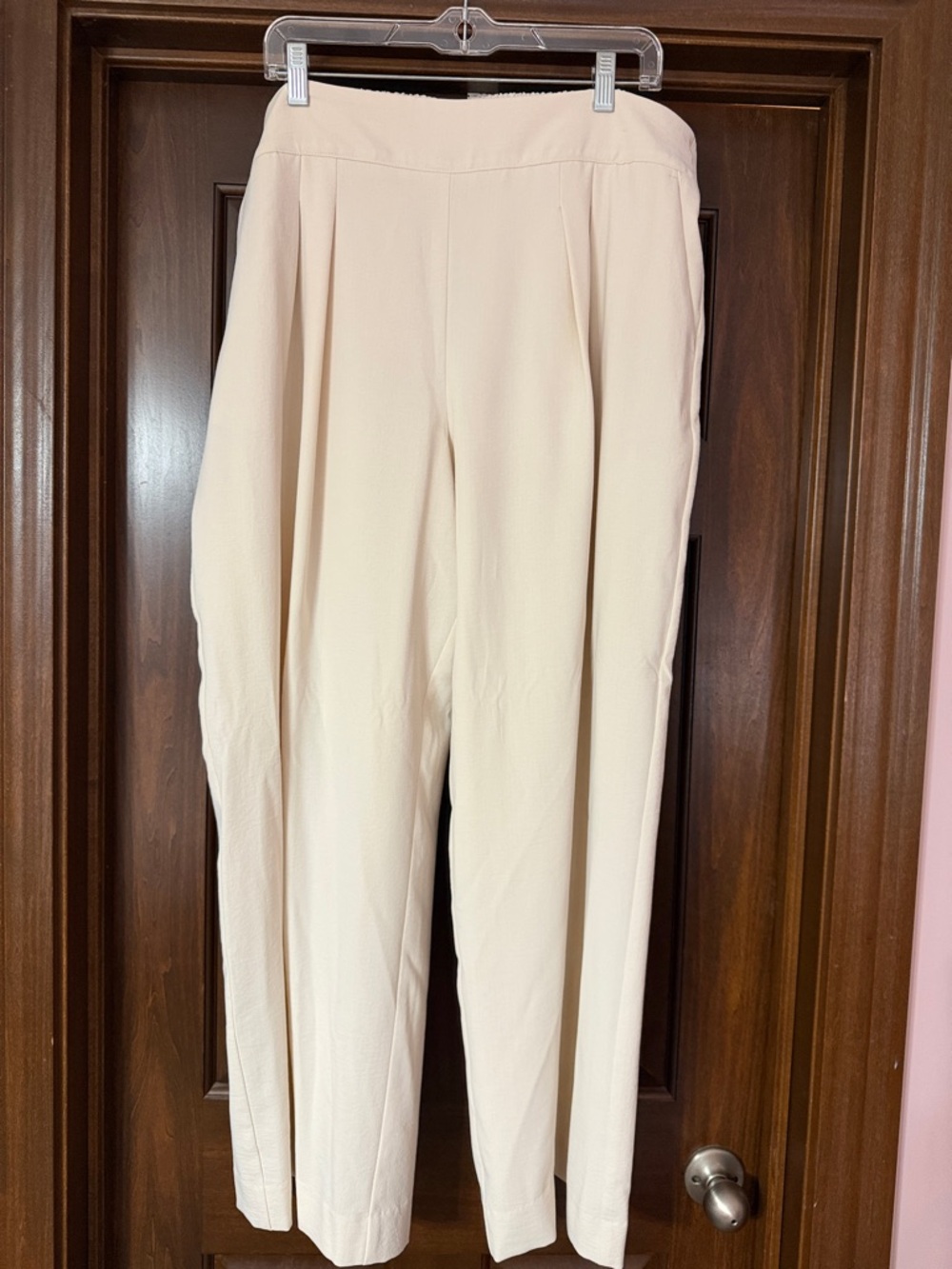 Nine West Cream High-Waist Tapered Trousers